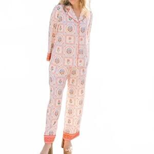 NEW VICTORIA DUNN saylor long pajama set in perennial blooms
